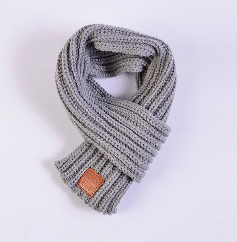 Boys and Girls Weave Scarf Soft Monochrome Mid Length Thick Bib