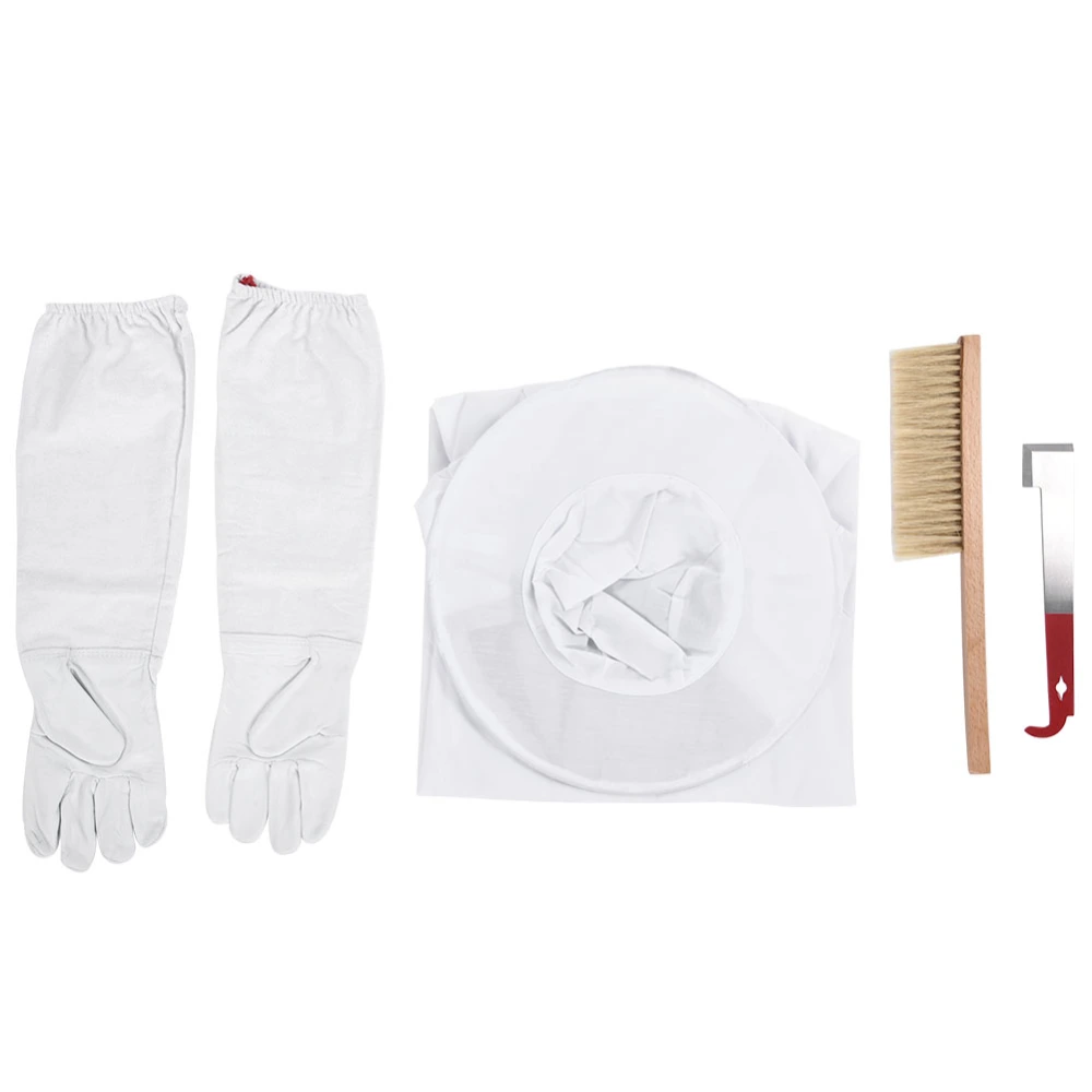 4 in 1 Professional Beekeeping Protective Accessories Set Upper Garment Gloves HivE tool Brush