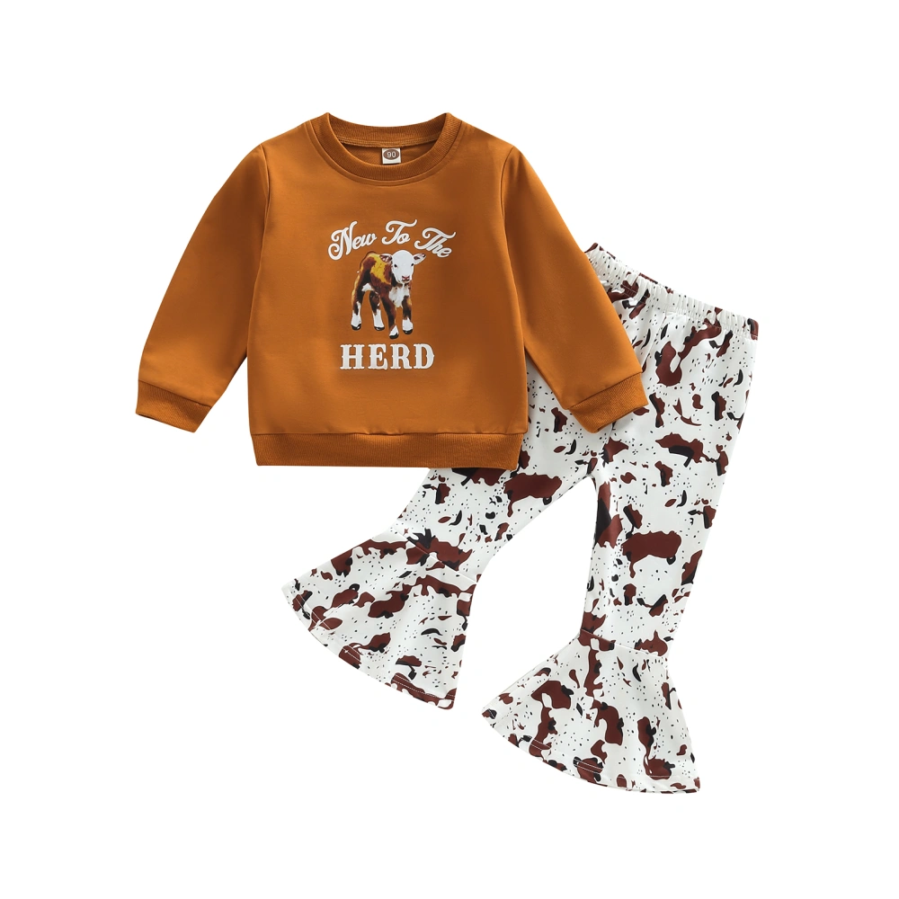 Kids Girls Trousers Outfits Long Sleeve Sweatshirt and Flare Pants Set