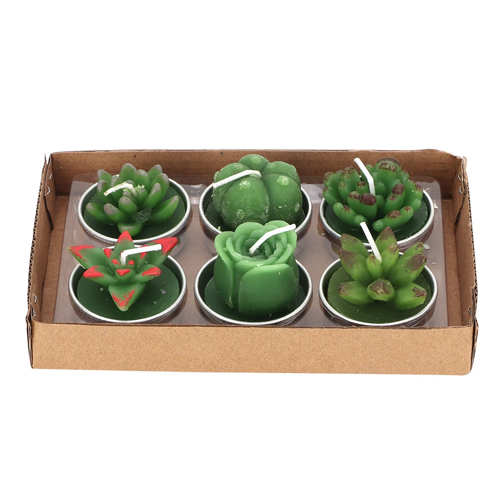 6Pcs Succulent Candles Decorative Tea Light Candles for Home Party Wedding Decoration(Type Two)