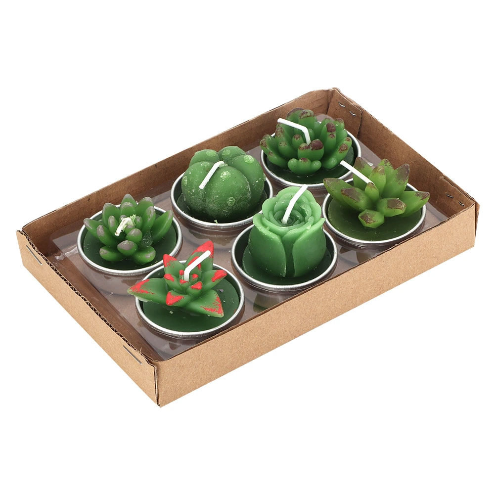 6Pcs Succulent Candles Decorative Tea Light Candles for Home Party Wedding Decoration(Type Two)