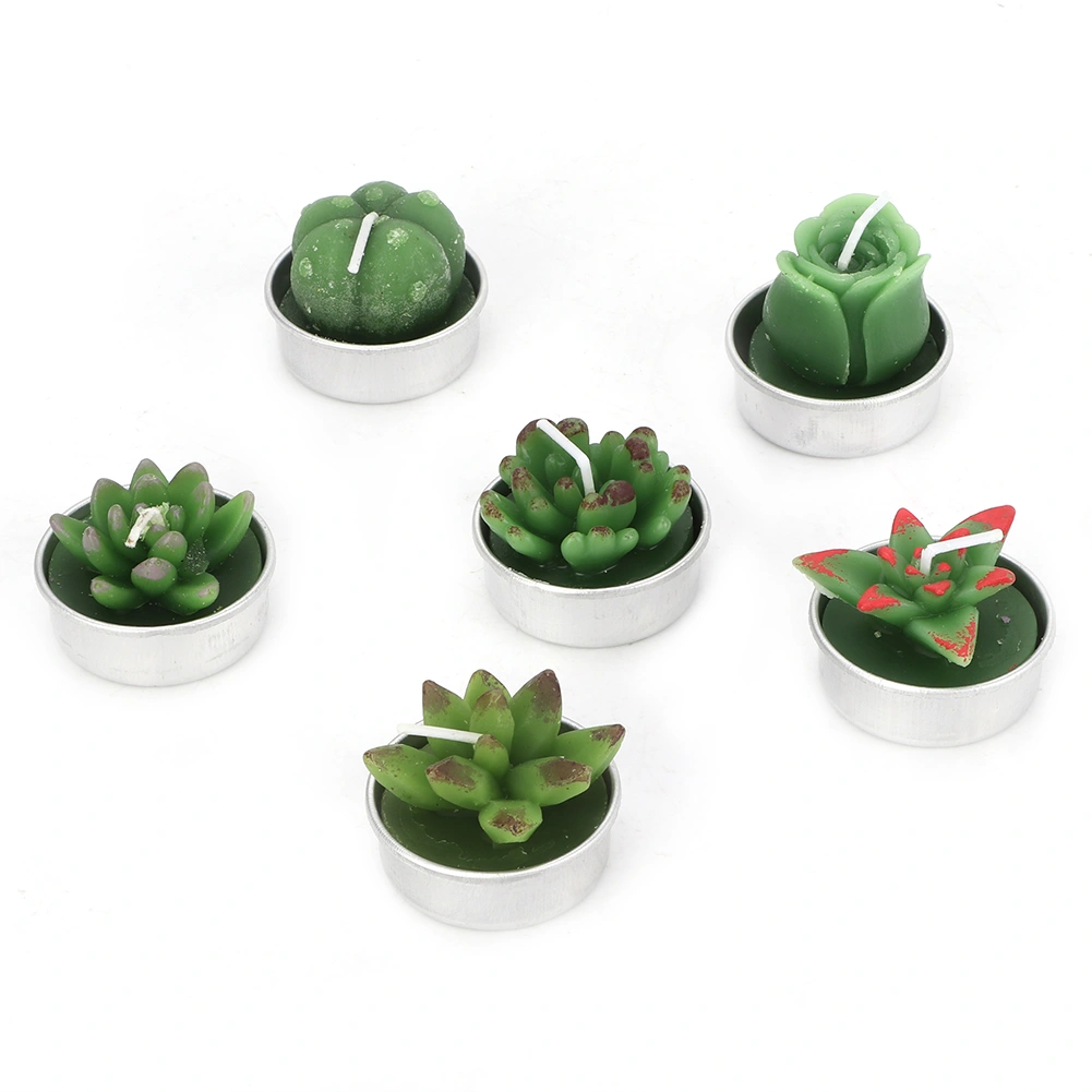 6Pcs Succulent Candles Decorative Tea Light Candles for Home Party Wedding Decoration(Type Two)