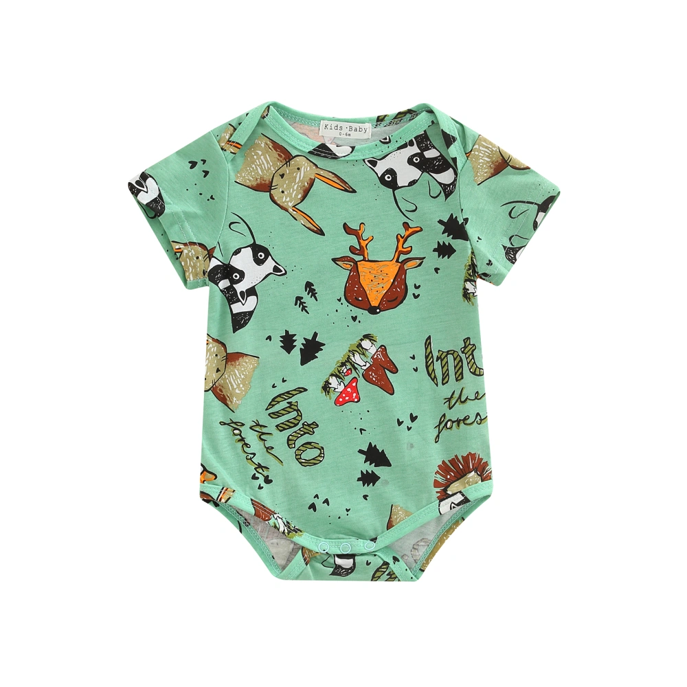 Baby Boys Girls Romper, Short Sleeve Cartoon Animals Printed Romper