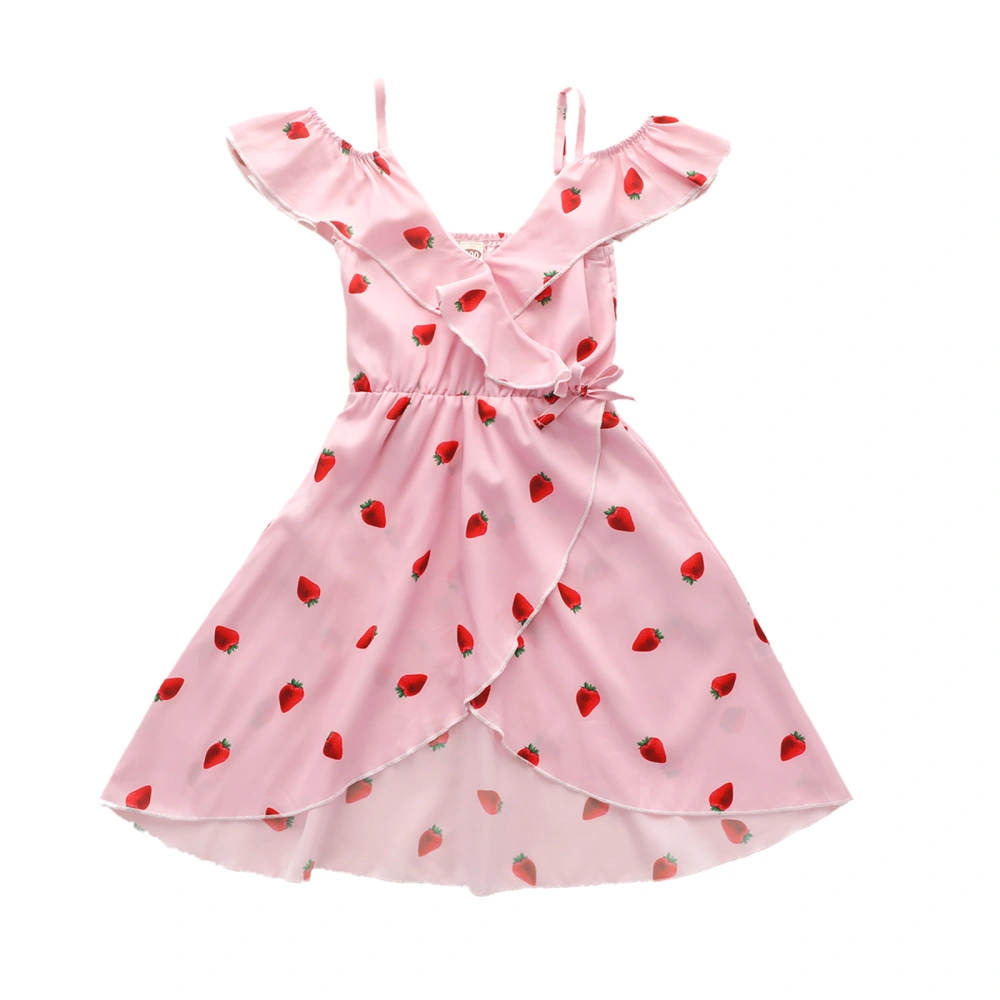 Toddler Baby Girl's Dress, Strawberry Printing Sleeveless Outfits