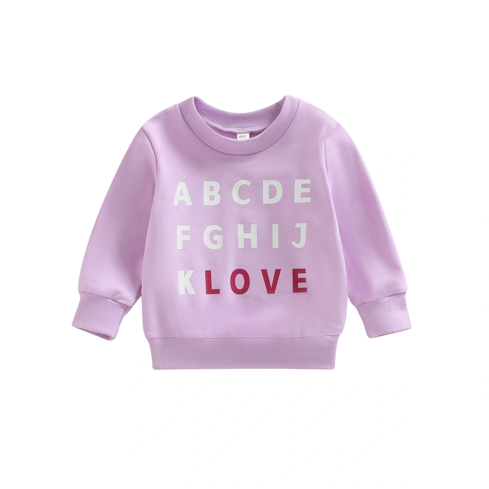 Valentine's Day Kids Girl Sweatshirt Letter Print Pullover T-shirt