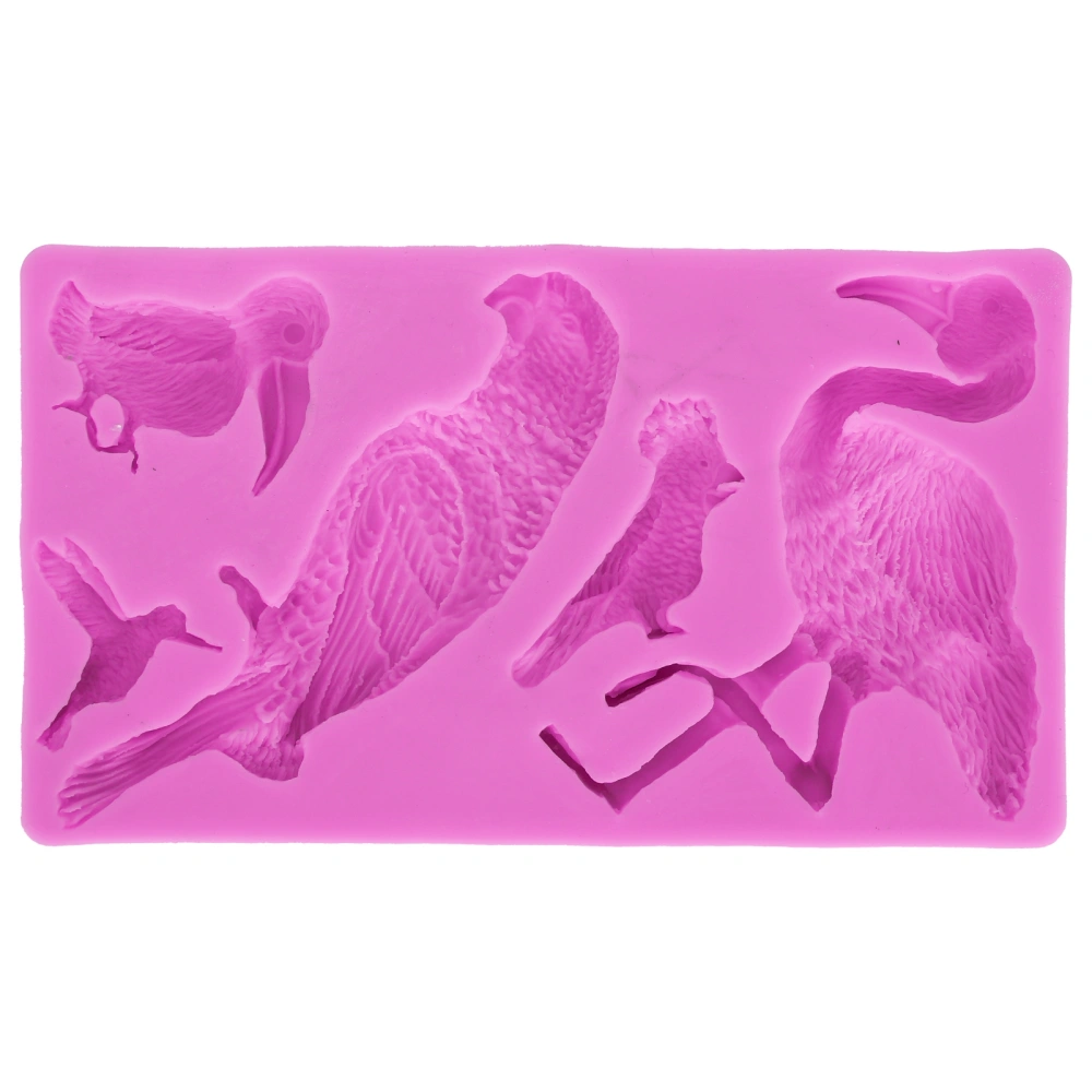 Bird Pattern Fondant Cake Mold Portable Soft Silicone Mold for Chocolate Candle (Pink)