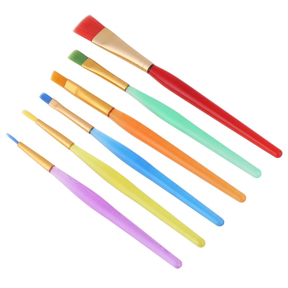 6pcs/set Colorful Nylon Hair Painting Brush Watercolor Paintbrush For Children Art Supplies