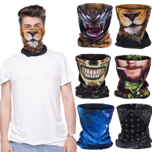 Men Motorbike Neck Scarf, Warmer Face Mask, Animal Collar Scarf