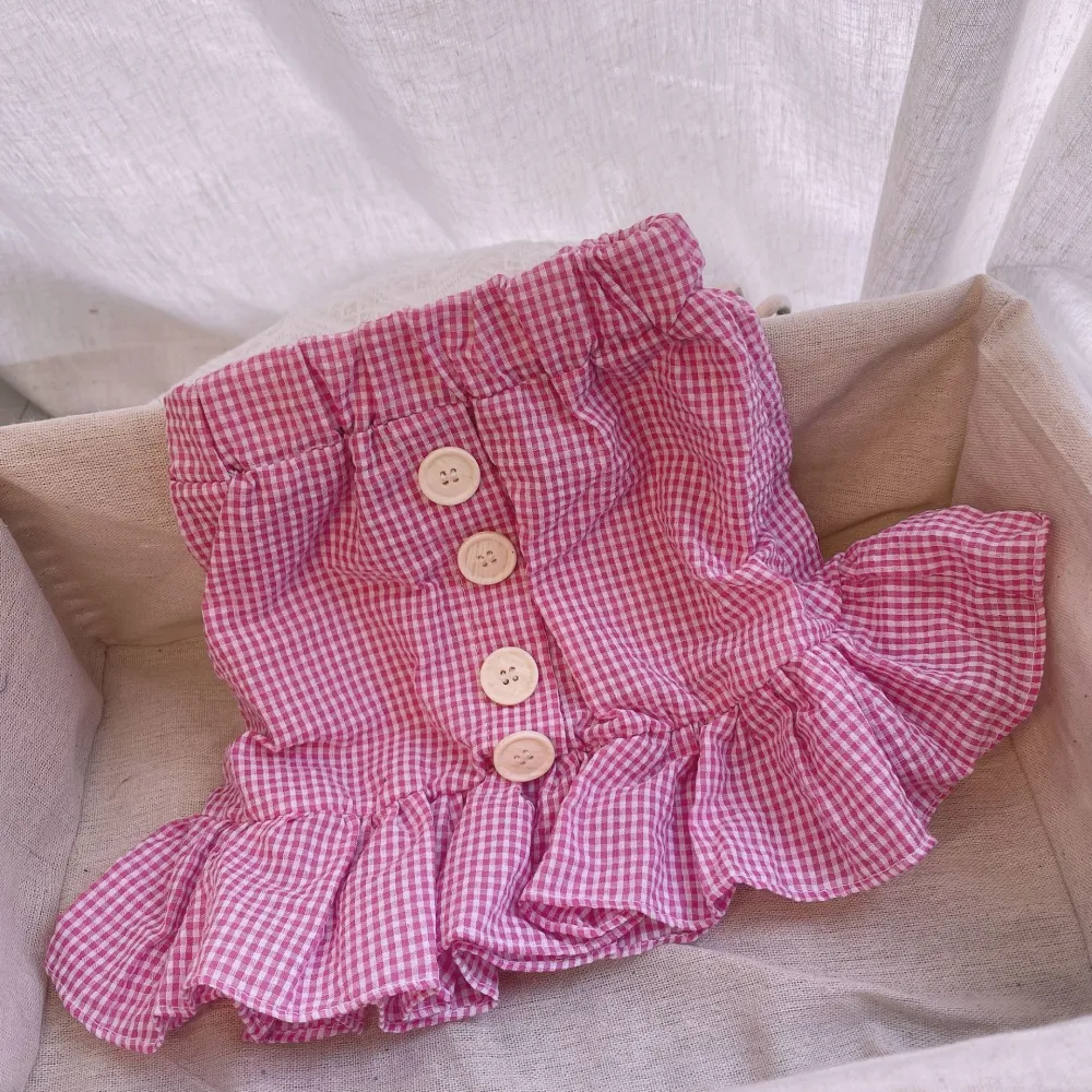 Little Girls Bust Skirt, Summer Plaid Flouncing Hemline Half Skirt