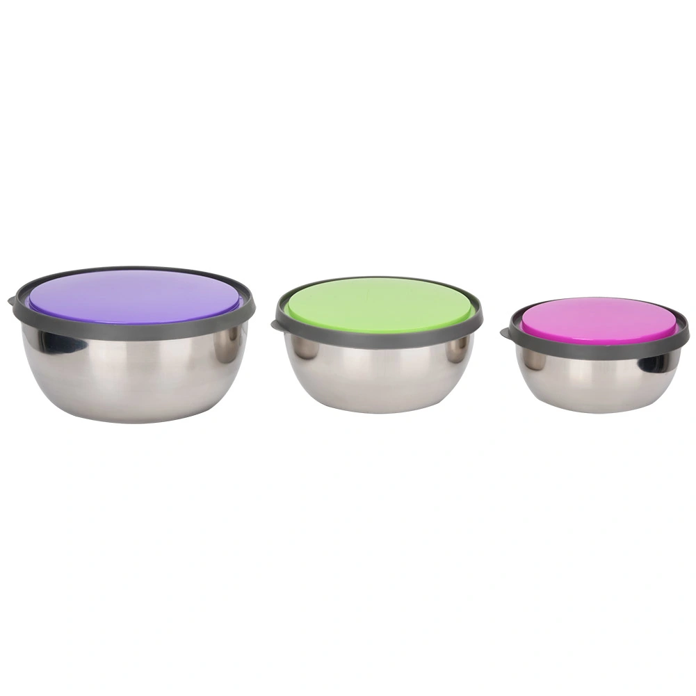 3Pcs Stainless Steel Seal Bowl with Lid Food Storage Box Container Kitchen Tool