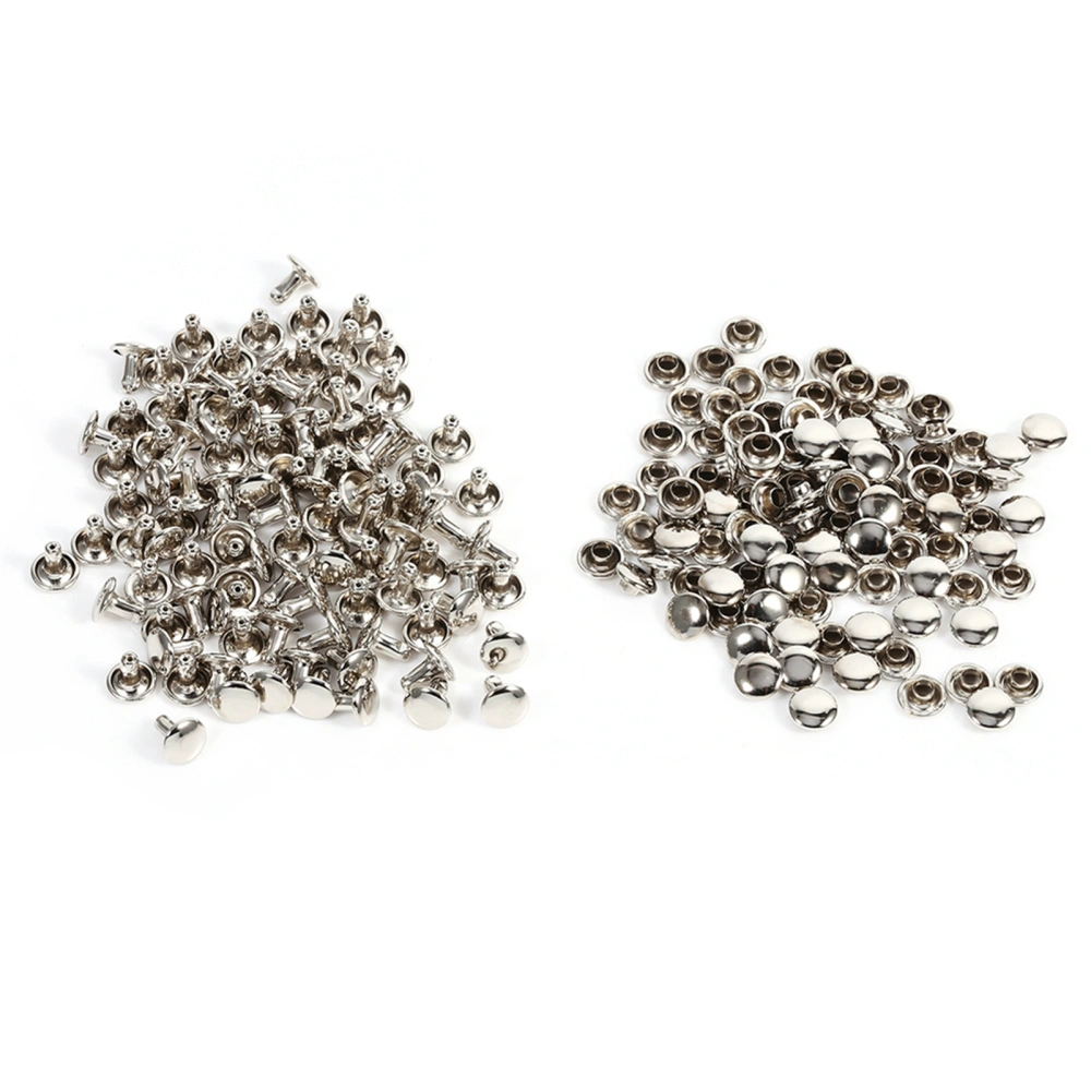 100Sets 8 x 8mm Double Cap Rivet Metal Leather Craft Repairs Studs Spike Decoration (Silver)