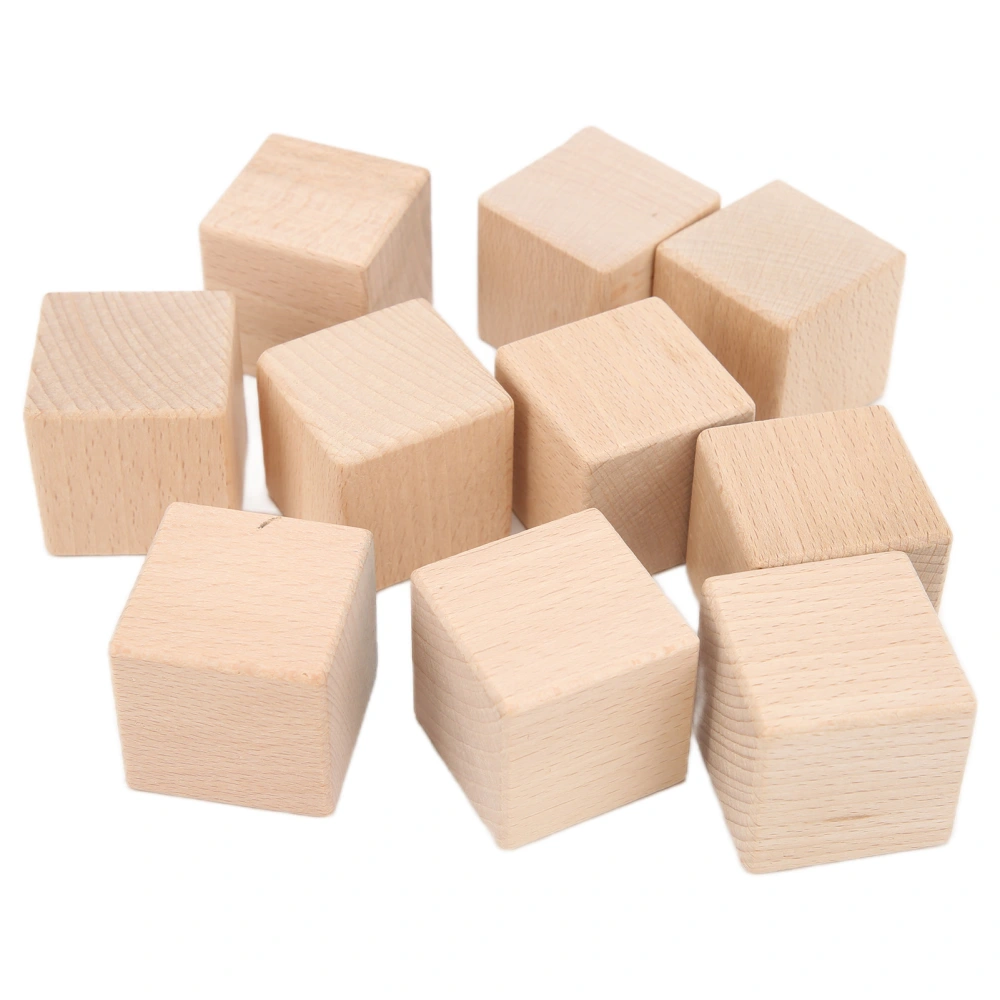 10Pcs Unfinished Wooden Blocks 4cm Smooth Durable Sturdy Uniform Size Small Wood Cubes for Crafts DIY Home Decor