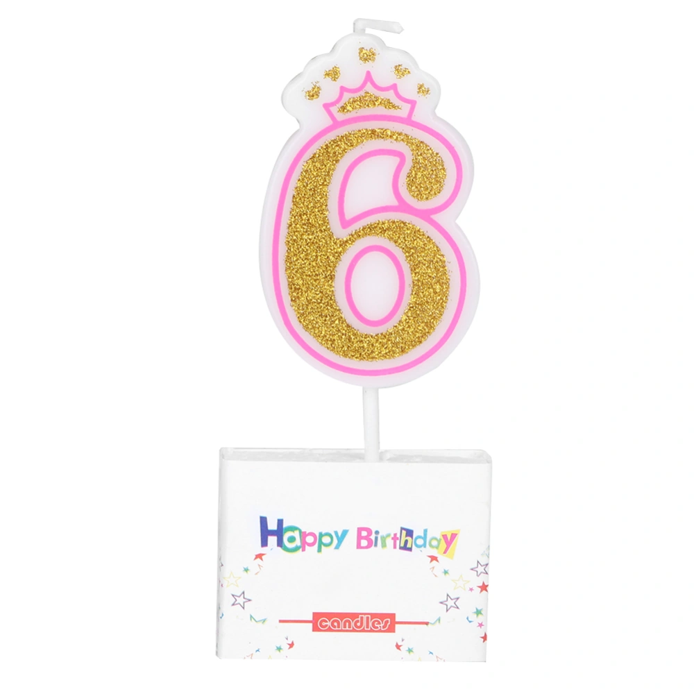 New Girls Kids Birthday Candle Party Crown Smoke free Cake Candles Numbers Age 0-8（6）