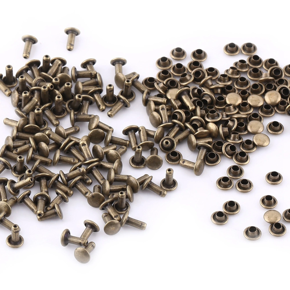 100pcs Double Cap Rivet Tubular Metal Leather Craft Repairs Studs Decoration