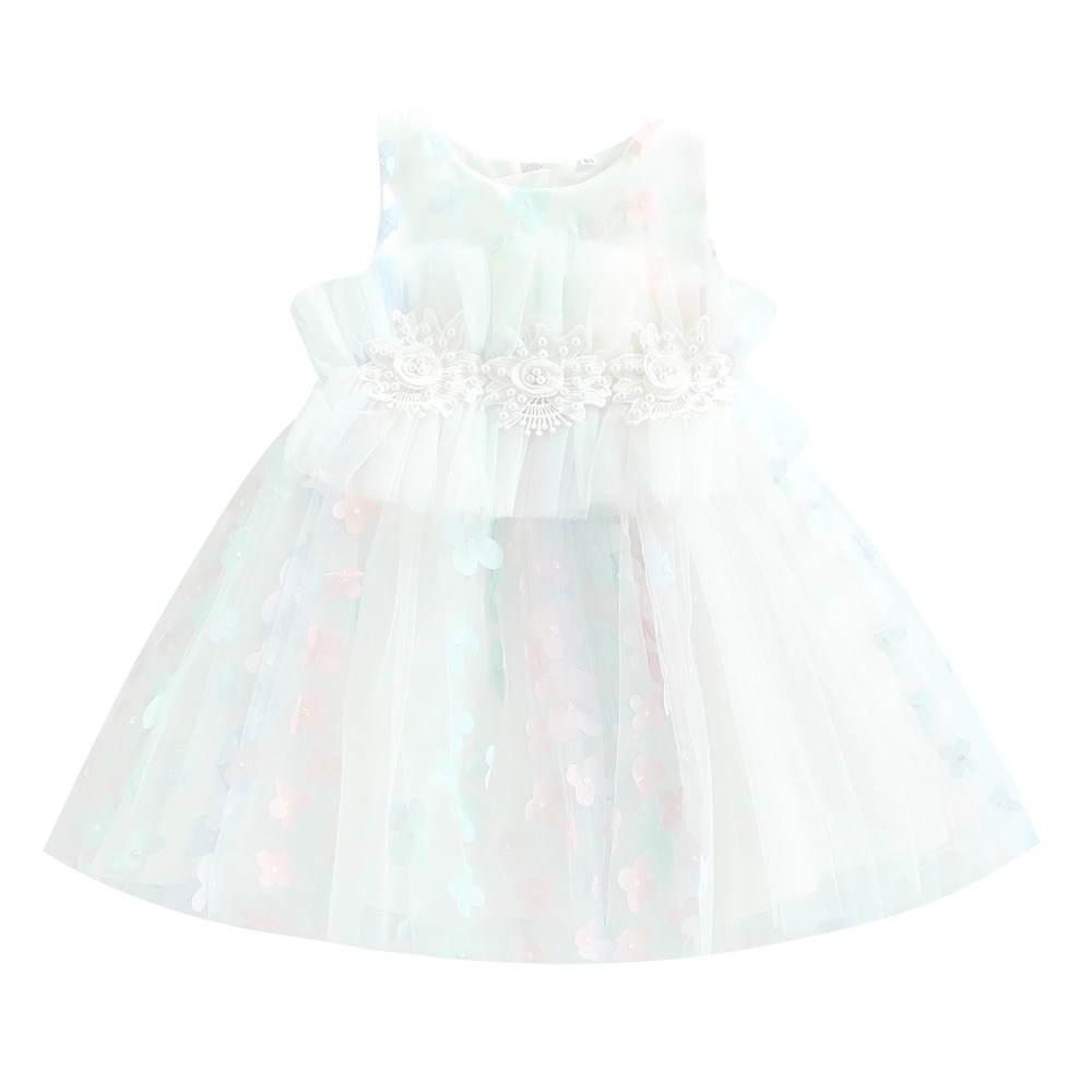 Kids Girl’s Tulle Dress, Sleeveless Crew Neck Flower Princess Dress