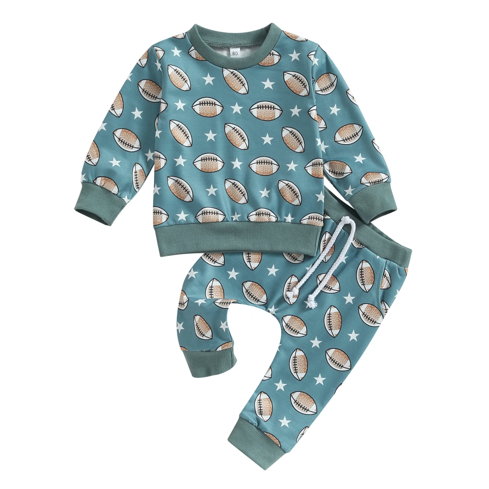 Baby Boys Pants Set, Football Print Long Sleeve Sweatshirt Sweatpants