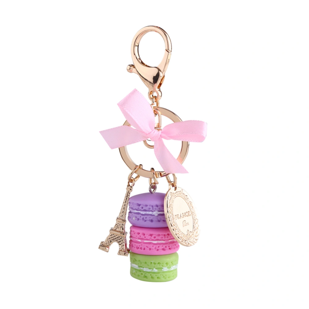 Colorful Cute Macaroon Eiffel Tower Keychain Keyring Bag Pendant Car Charm Decoration(Purple)