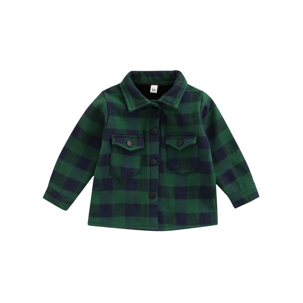 Baby Boys Coat Long Sleeve Plaid Lapel Pocket Fall Casual Cardigan