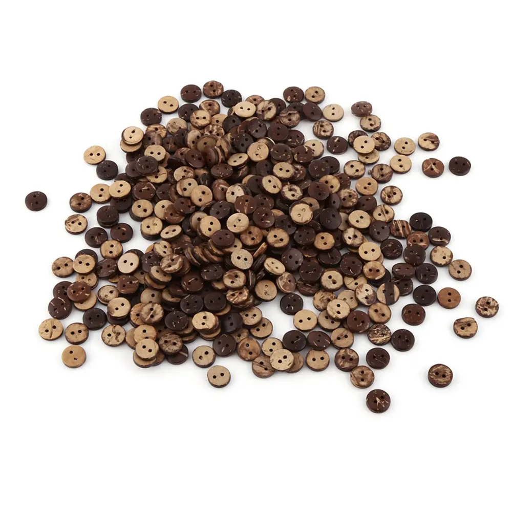 400Pcs Natural Brown Coconut Shell 2 Holes Sewing Buttons Scrapbooking Decor Accessories 10mm