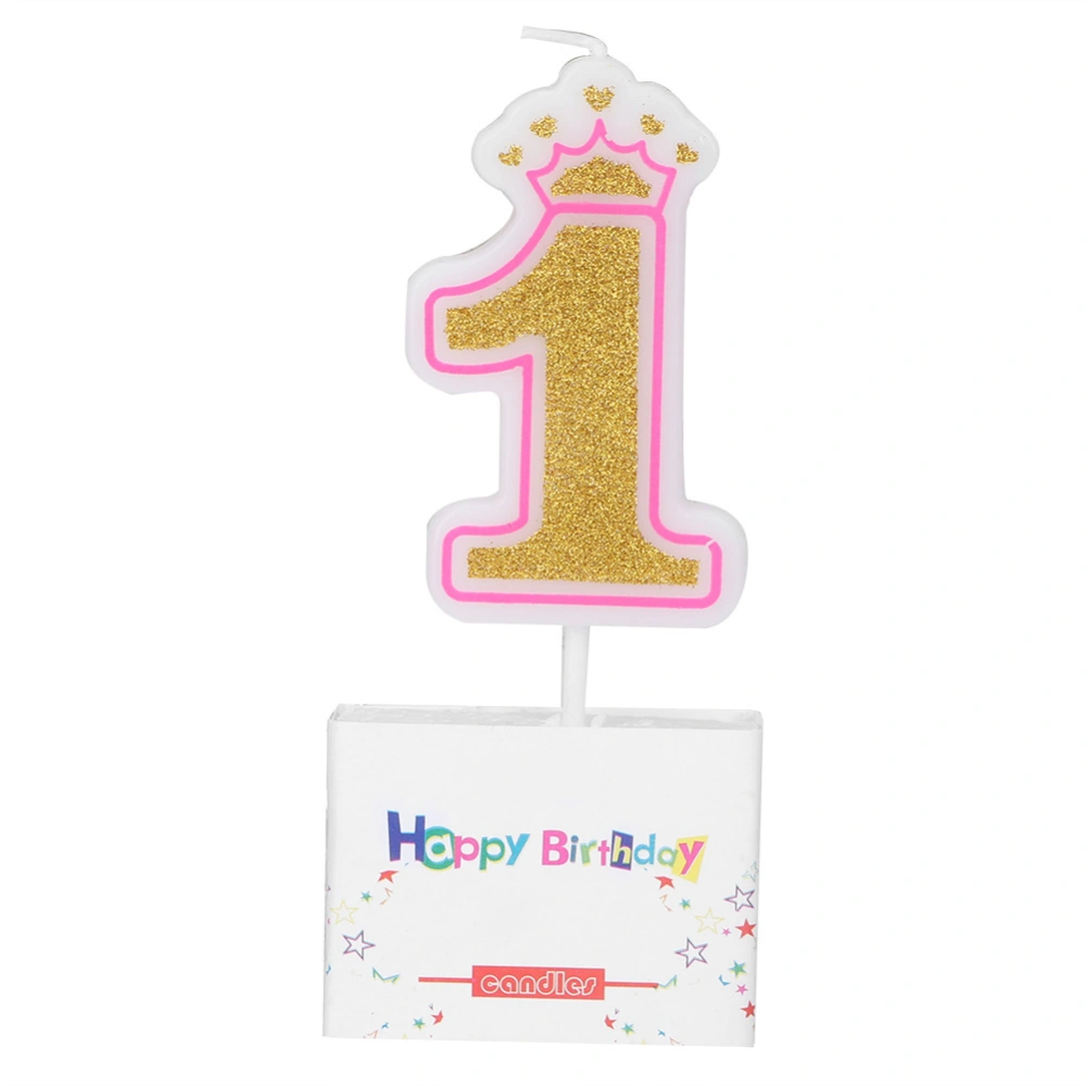 New Girls Kids Birthday Candle Party Crown Smoke free Cake Candles Numbers Age 0-8（1）