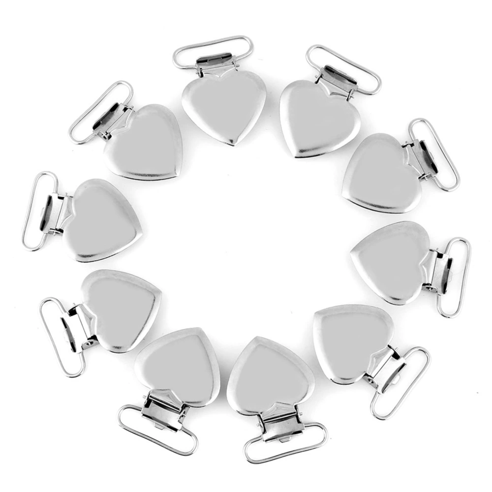 10 Pcs Metal Heart Shape Insert Pacifier Holder Suspender Clips for Home Craft