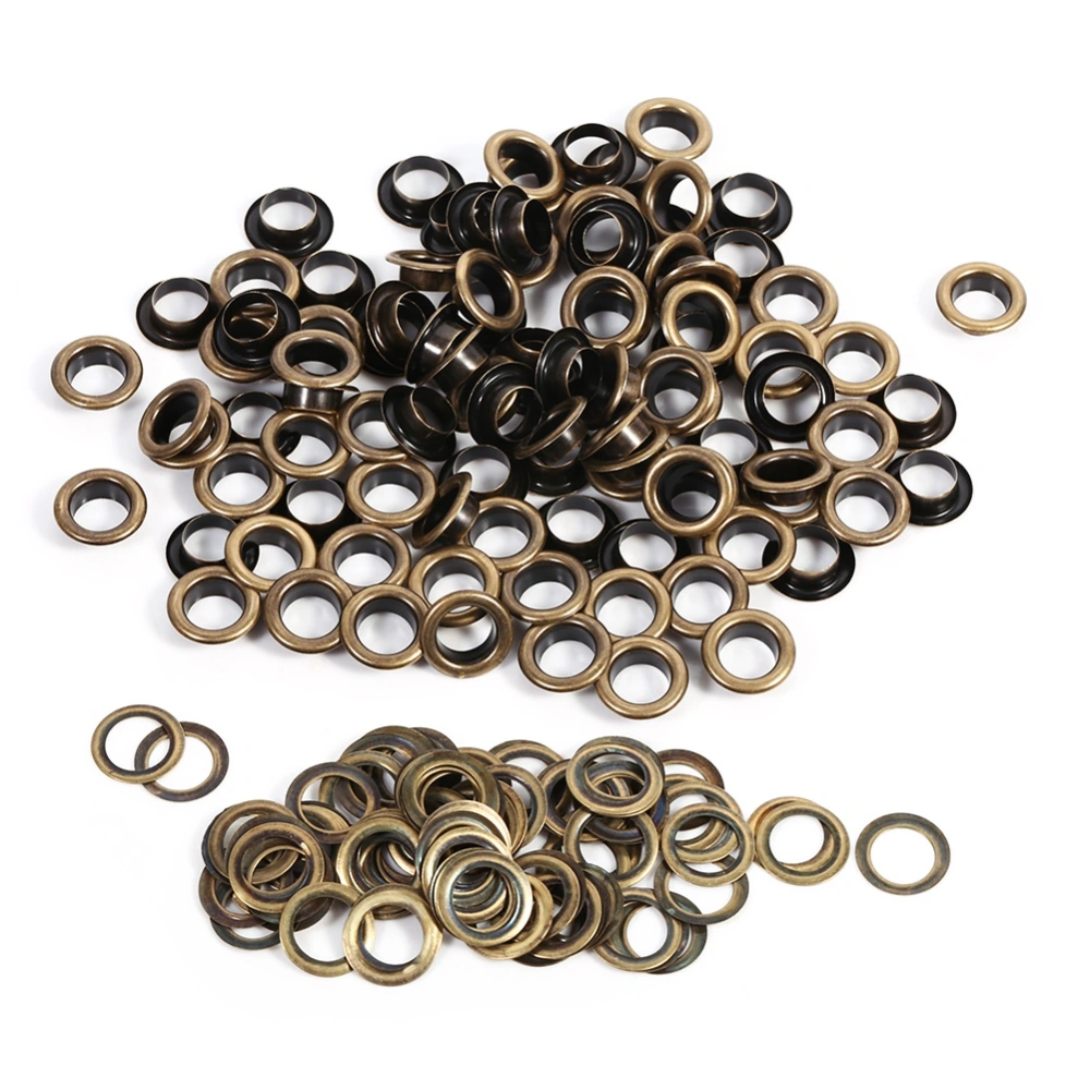 100Sets Bronze Black Gold Round Eyelet Grommets Leather Craft DIY Decoration 10mm