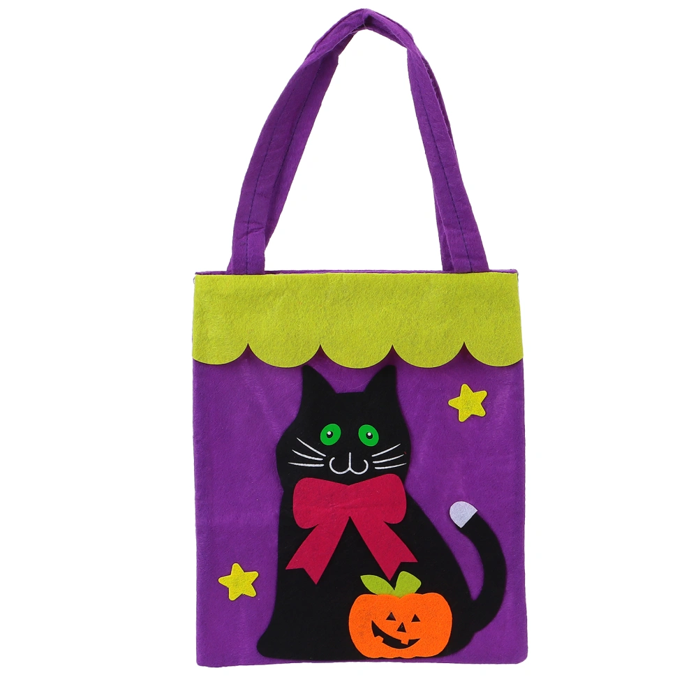 Halloween Tote Bag NonWoven Fabric Trick Or Treat Home Party Decoration Storage Prop Handbag(Black Cat )