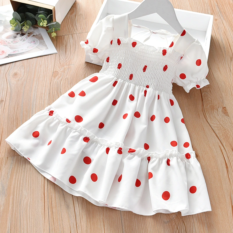 Kids Girls Fashion Short Sleeve Polka Dot Dress Stylish Dress for Children Girls