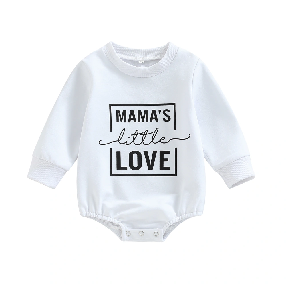 Baby Boy Romper Long Sleeve Round Neck Letters Romper for Girls 