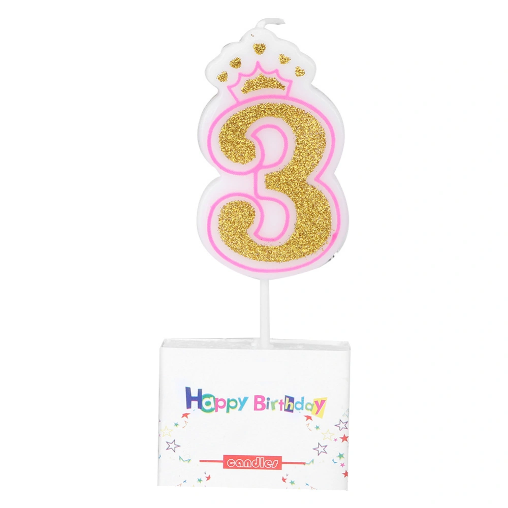 New Girls Kids Birthday Candle Party Crown Smoke free Cake Candles Numbers Age 0-8（3）