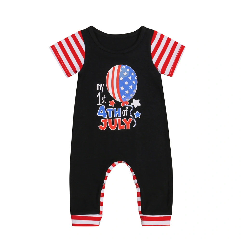 Baby’s Independence Day Printing Round Neck Short Sleeve Jumpsuit