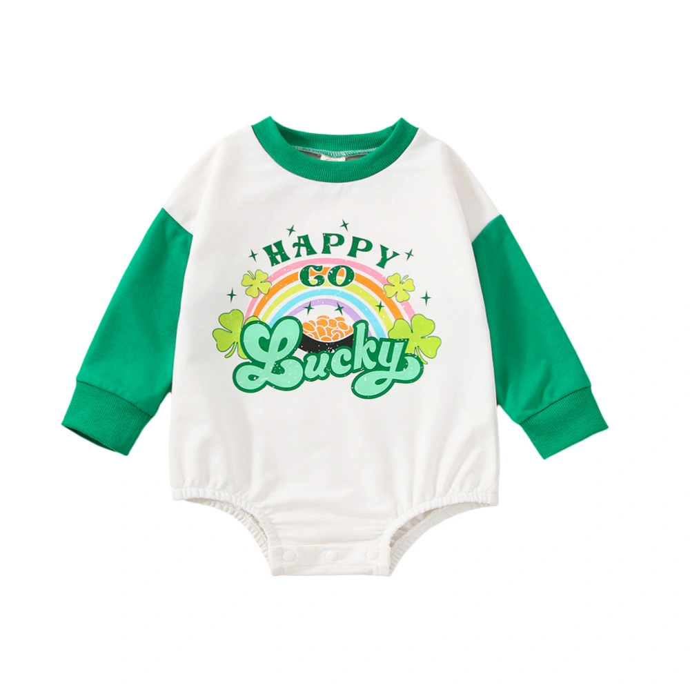 Baby Boys Girls Spring Romper, Long Sleeve Rainbow Print Bodysuit