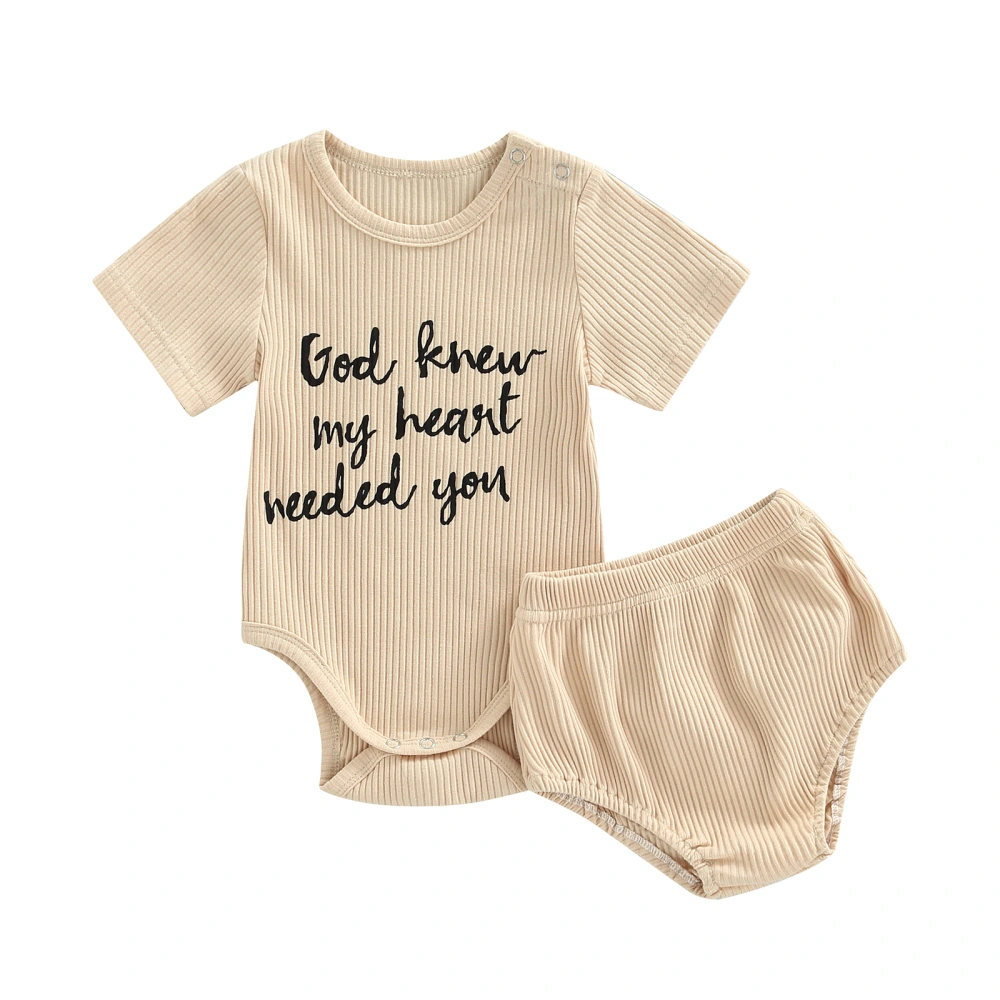 Baby Girls Boys Romper Set, Letters Print Romper with Shorts