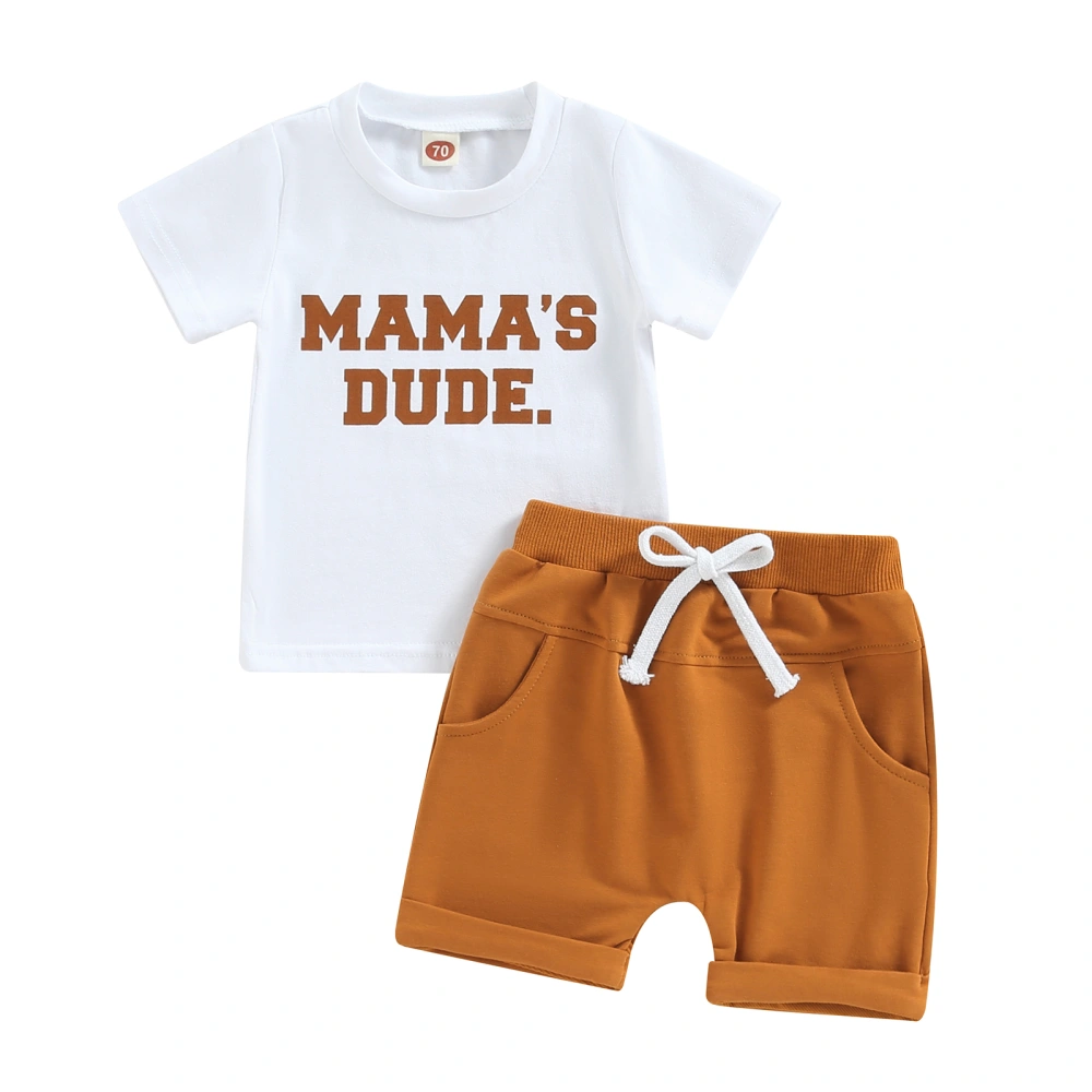 Baby Boys Short Set, Short Sleeve Letters Print T-shirt + Shorts