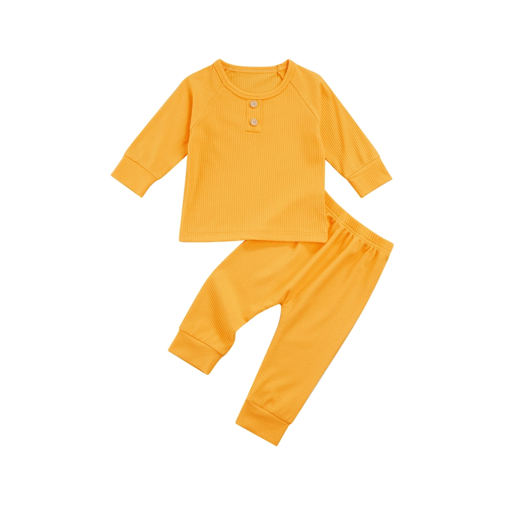 Children’s Casual Solid Color Long Sleeve Tops and Long Pants Set