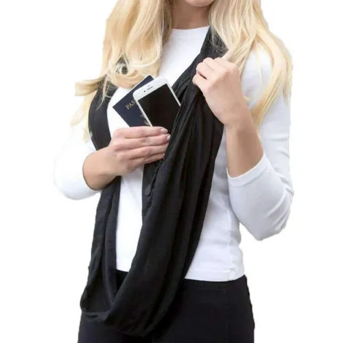 Unisex Winter Thermal Multifunctional Convertible Scarf With Zipper Pocket