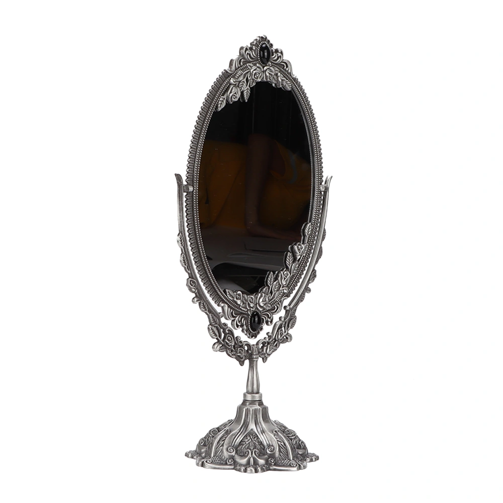 Makeup Mirror Vintage TwoSided Zinc Alloy Durable Hand Mirror for Table Bathroom(Small )