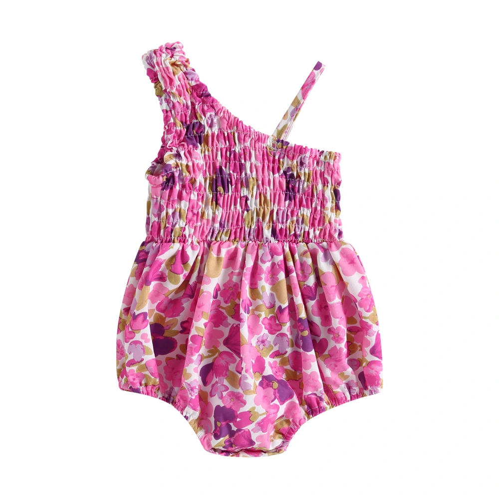 Baby Girls Short Jumpsuit, Sleeveless Flower Print Summer Bodysuit