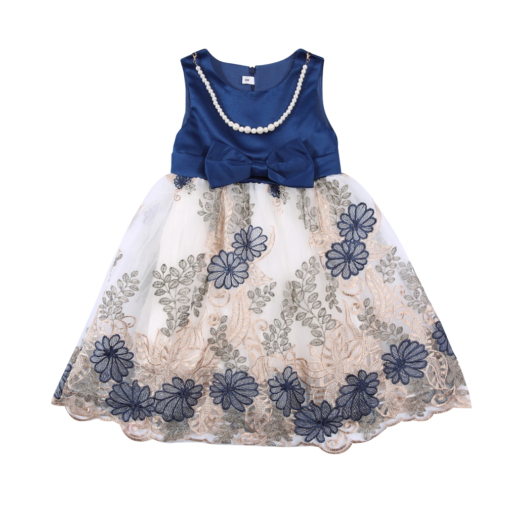 Embroidered Sleeveless Bowknot Mesh Ball Gown with Removable Necklace