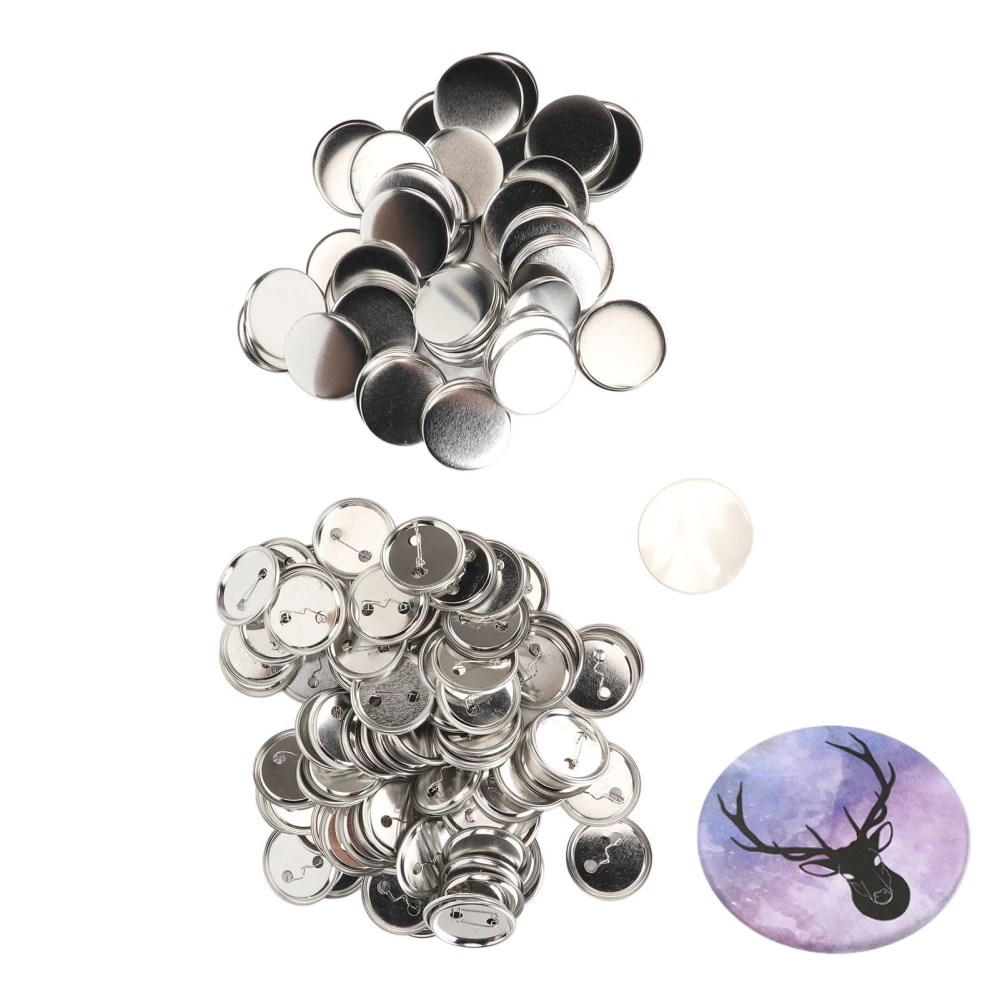 100 Set Pin Back Button Parts Blank Smoothing Metal Durable Clip Button Making Supplies for Badge Craft DIY 50MM