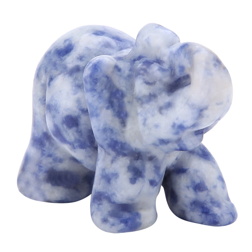 1.5inch Natural Stone Carved Elephant Crystal Figurine Home Decoration Furnishing Article (#04)