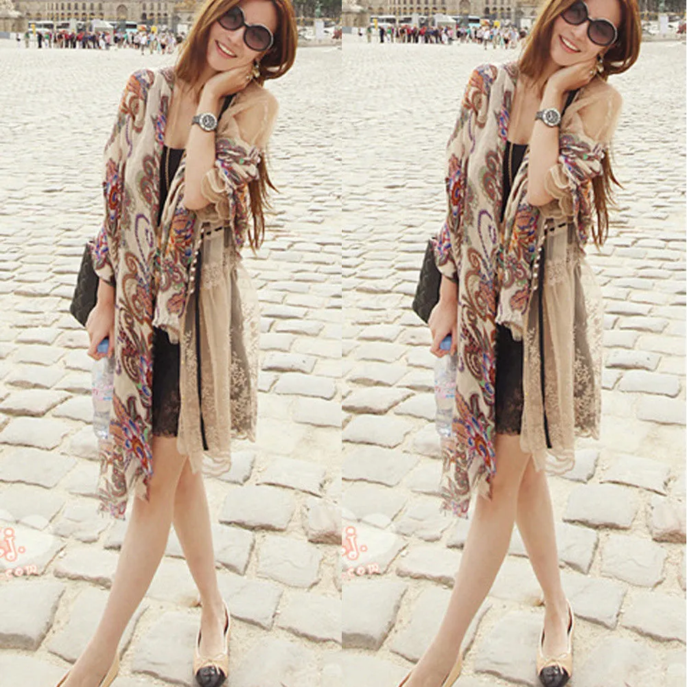 Women Bohemian Scarf, Long Neck Wrap Shawl, Beach Long Scarves Cape
