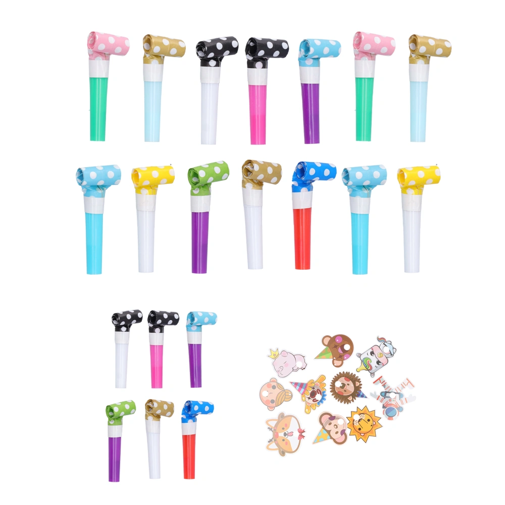 20 Set Party Blowers Cartoon Colorful Birthday Noise Makers Blow Horns Whistles Blowouts