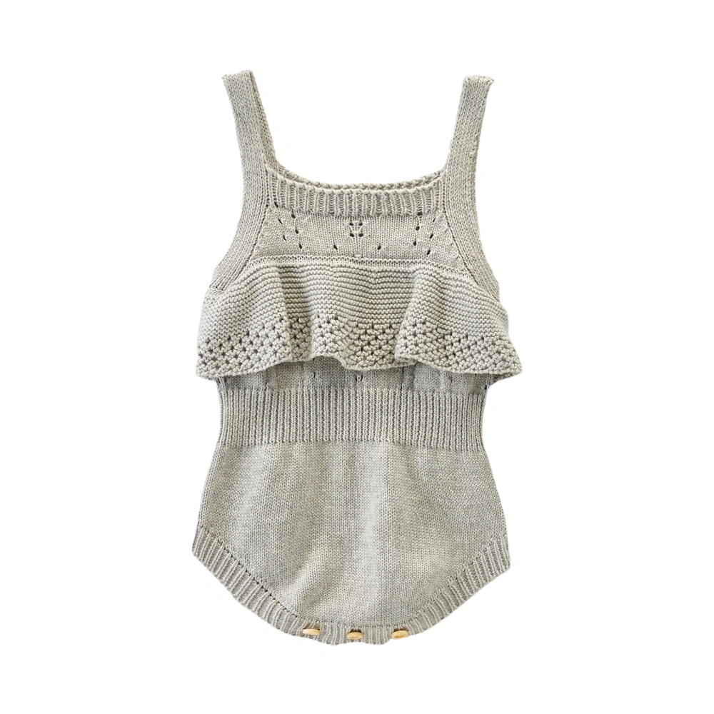 Spring & Summer Sleeveless Hollow Ruffled Solid Color Knit Bodysuit