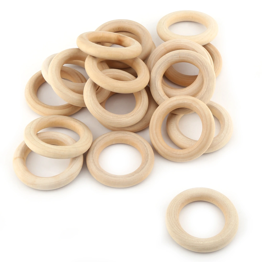 20Pcs Natural Unfinished Wood Rings Wooden Round DIY Craft Jewelry Making Accessory New