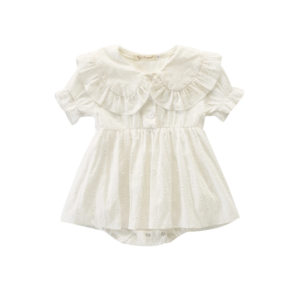 Contrast Color Peter Pan Collar Short Sleeve Ruffle Baby Romper