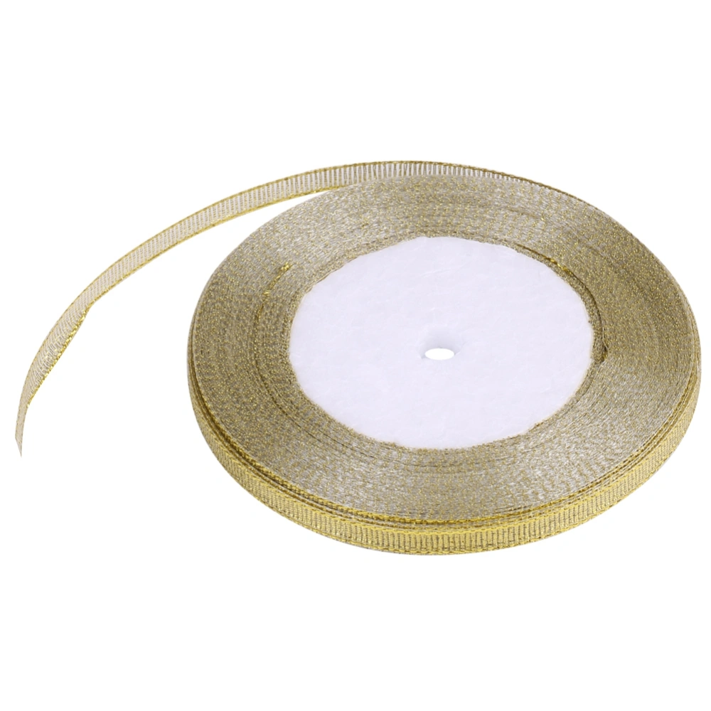 25yards/ roll 7mm Satin Ribbon Party Home Wedding Decoration Gift Wrapping (gold)