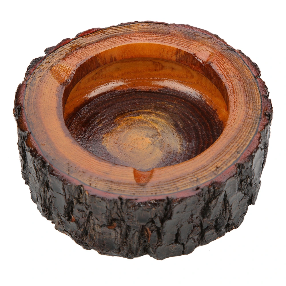 1PC Wooden Natural Round Ashtray Cigarette Tobacco Smoking Ash Tray Home Office Use (M 11-12cm)