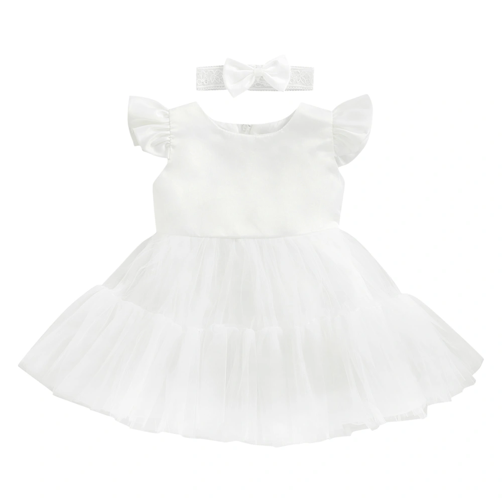 Little Girls Sweet Style Dress, Mesh Splicing Princess Skirt