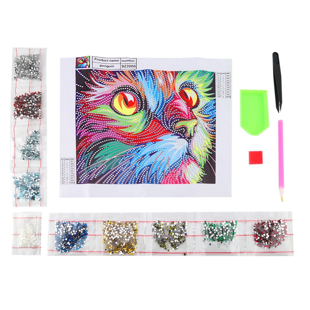 DIY 5D Diamond Painting Colorful Animals Cross Stitch Full Drill Embroidery Home Wall Decor